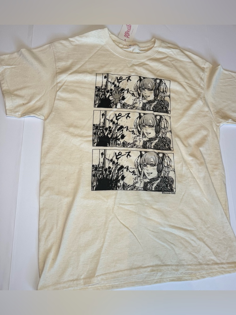 NWT Popkiller x Shinnosuke Uchida Manga Graphic T-Shirt - Cream / Large
